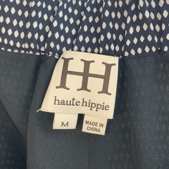 Haute Hippie Black Silk Polka Dot Pull On Pants size M - Picture 3 of 7